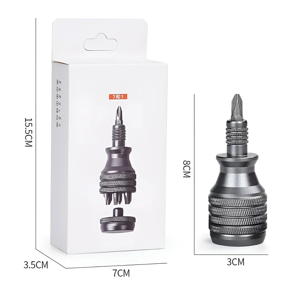 Mini Titanium Screwdriver Set — 7-in-1 Magnetic 1/4" S2 Alloy Steel Drill Bit EDC Repair Tool