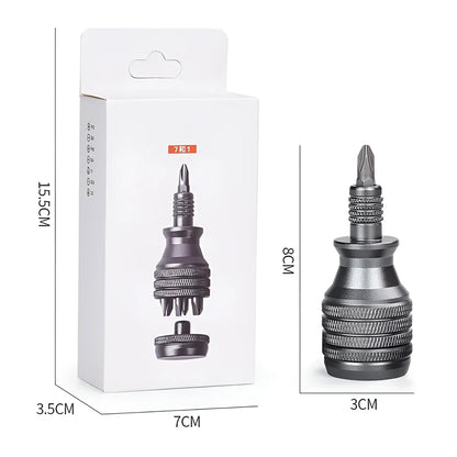 Mini Titanium Screwdriver Set — 7-in-1 Magnetic 1/4" S2 Alloy Steel Drill Bit EDC Repair Tool