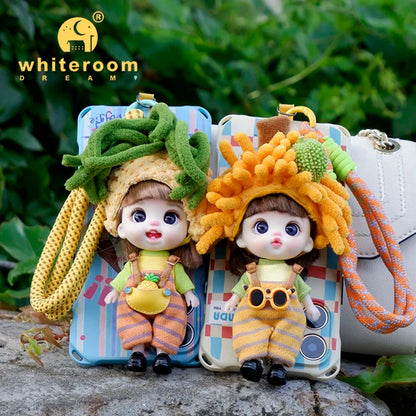 Mini Labbu Pocket Doll – Jointed Blythe-Style Boy & Girl Doll for Girls, Rainbow Ball Mobile Phone Decoration
