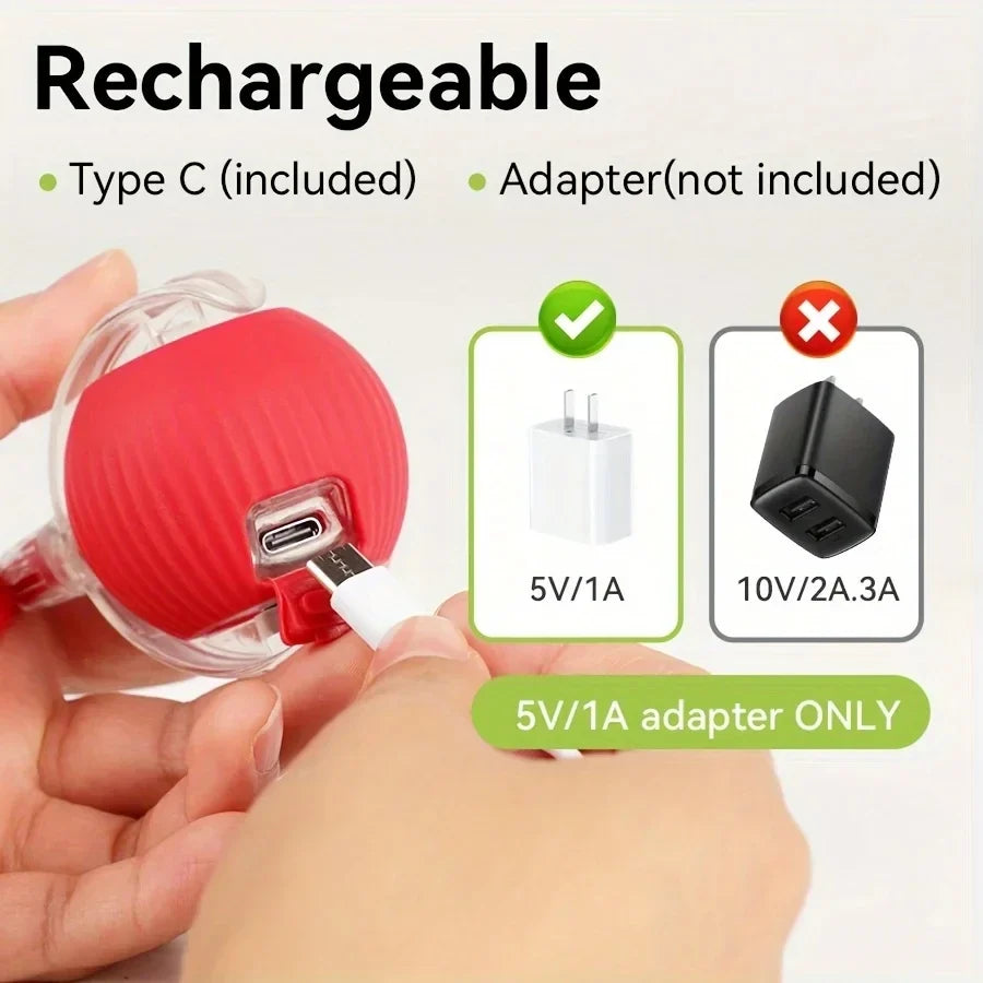 iLMH Smart Cat Interactive Ball Toy - Rechargeable Automatic Rolling Mouse Toy with Faux Tail for Pet Training & Play