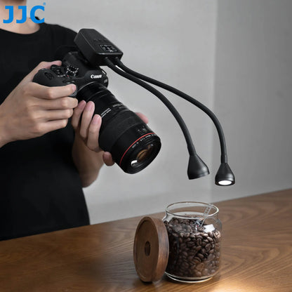 JJC LED Macro Arm Light — 10-Level Adjustable Brightness for Macro Photography, Compatible with Canon, Nikon, Sony, Olympus, Fujifilm DSLR