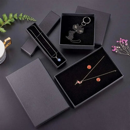 6-Pack Black Necklace Gift Boxes — 7.8x5x1.2" Kraft Cardboard Jewelry Boxes with Sponge for Necklace & Earrings, Mother’s Day Gift
