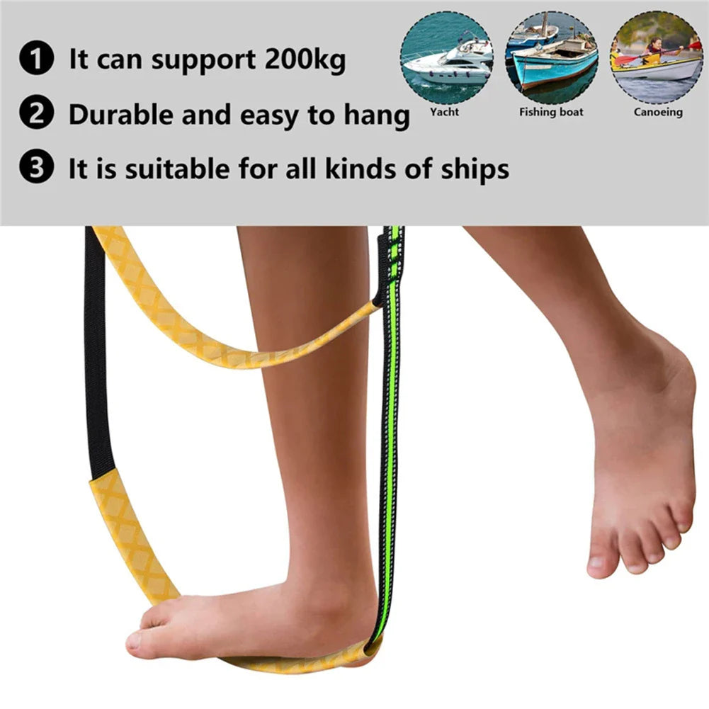 Portable Boat Ladder – Reusable Nylon Rope Ladder for Auxiliary Boarding, 3/4/5 Steps