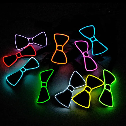 Men's Glowing EL Wire Bow Tie - Neon LED Luminous Light-Up Accessory for Halloween, Christmas, Party, Bar, Club, Stage