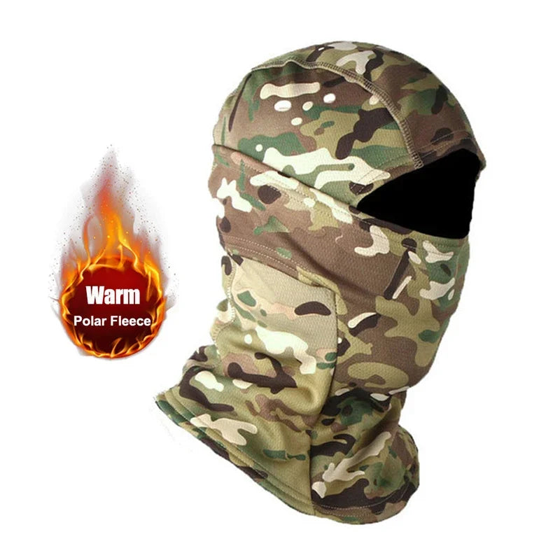 Winter Fleece Camouflage Balaclava – Warm Full Face Mask for Skiing, Cycling & Motorcycling, Cold-Proof Helmet Lining