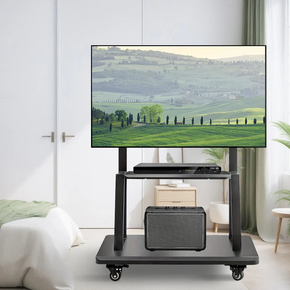 Mobile Rolling TV Stand Cart for 32–75 Inch TVs – Height Adjustable Floor Stand with Lockable Wheels, Max VESA 600x400mm