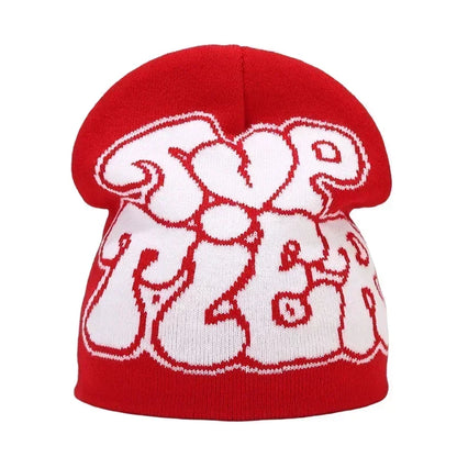 Y2K Letter Knitted Beanie Cap – Unisex Winter Autumn Warm Ski Skullcap, Hip Hop Streetwear Ear Cover Hat for Men & Women