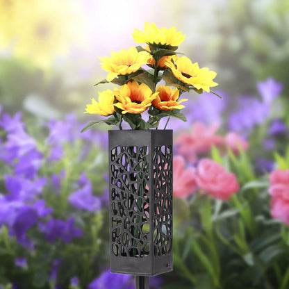 1/2/4PCS Cemetery Vase Decorations – Black Plastic Hollow Flower Holder with Long Spike, 7.28x2.17x2.17 Inch for Grave Markers