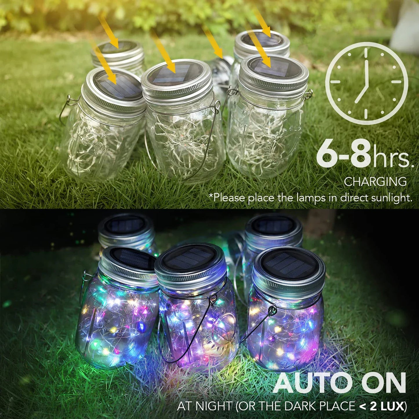 Mason Jar Solar Bottle Lights – LED String Fairy Lights, Waterproof Hanging Lantern for Garden & Wedding Decorations