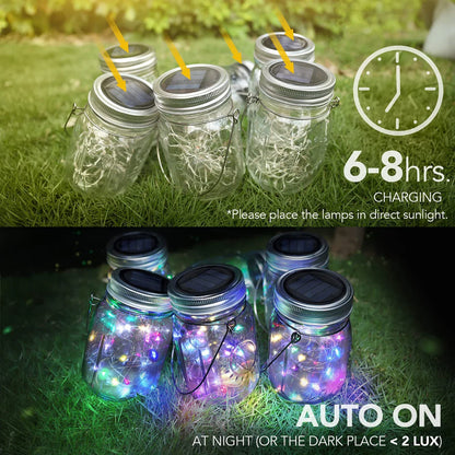 Mason Jar Solar Bottle Lights – LED String Fairy Lights, Waterproof Hanging Lantern for Garden & Wedding Decorations