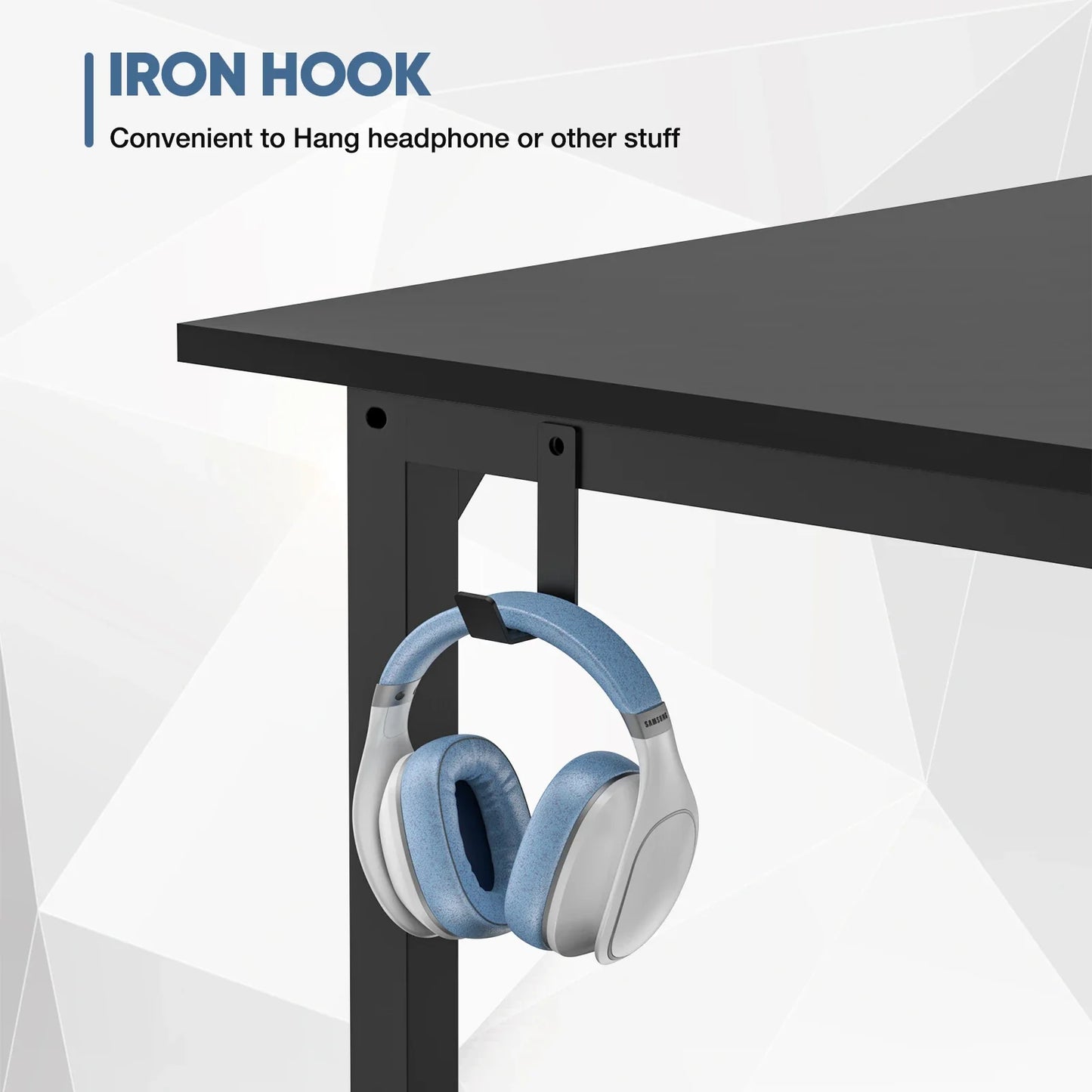 Computer Desk – Modern Compact Writing & Gaming Table with Side Bag, Headphone Hook, Easy Assembly
