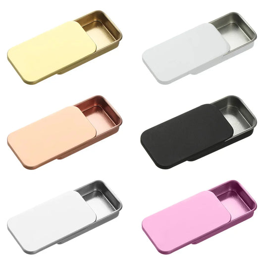 Metal Rectangular Mini Tin Box – Hinged Push-Top Candy, Pill & Small Storage Container