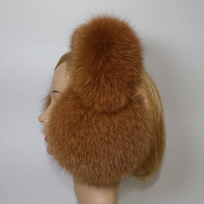 Real Fox & Raccoon Fur Earmuffs – Warm Winter Ear Warmer for Women and Girls, Plush Genuine Fur Accessory