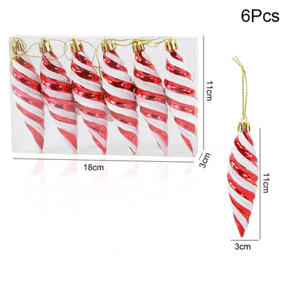 6PCS Christmas Candy Cane & Lollipop Hanging Ornaments – Festive Tree Pendants for Home Holiday Decor