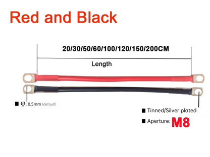 Super Soft Silicone Battery Cable - 10/8/6/4/2AWG Wire with SC Terminals M8 M10 M6 for Car Inverter, UPS & Power Connections