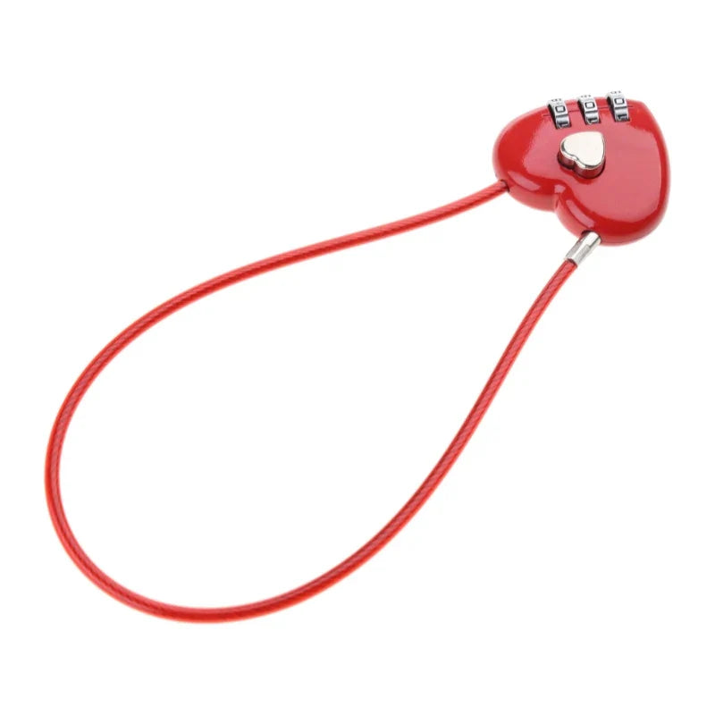 Zinc Alloy Mini Heart-Shaped Password Padlock – Wire Rope Travel Luggage and Package Lock (L9BE)