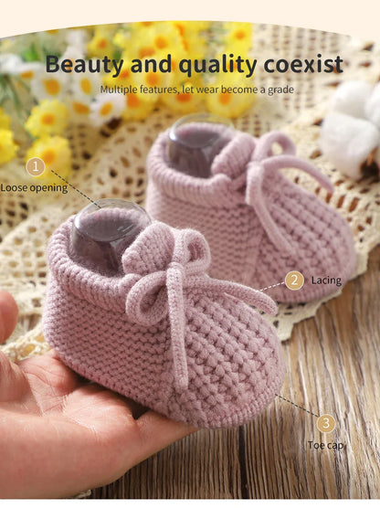 Newborn Baby Shoes — Knitted First Boots for Boys & Girls, Solid Toddler Bed Footwear 0-18M
