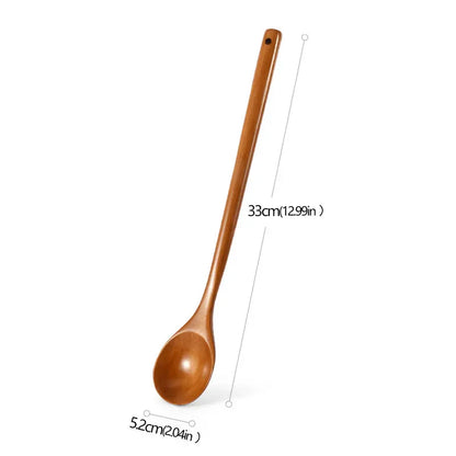 Long Wooden Spoons – Natural Coffee Stirring Rods & Tea Dessert Spoons for Soup Kitchen Tableware
