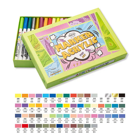 18/60-Color Acrylic Paint Pens – Brush Marker Set for Rock Painting, Glass, Ceramic, Fabric & DIY Art Supplies