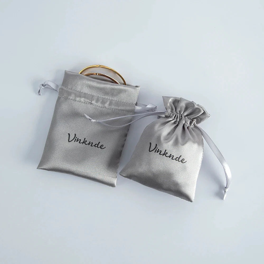 100PCS Silk Satin Jewelry Gift Bags – Drawstring Pouches for Necklace, Bracelet & Earrings, Wedding Party Favor & Christmas Gift Packaging, Custom Logo Ready