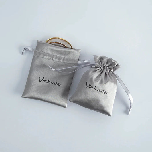 100PCS Silk Satin Jewelry Gift Bags – Drawstring Pouches for Necklace, Bracelet & Earrings, Wedding Party Favor & Christmas Gift Packaging, Custom Logo Ready
