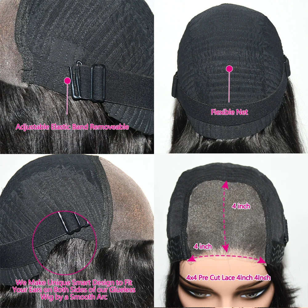 Glueless Bob Human Hair Wig — Ready-to-Wear Straight 4x4 Transparent Lace Closure for Women