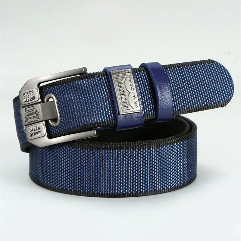Men’s Canvas Pin Buckle Belt — Casual Retro Waistband Overalls Fashion Webbing Belt, High-Quality c032