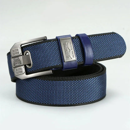 Men’s Canvas Pin Buckle Belt — Casual Retro Waistband Overalls Fashion Webbing Belt, High-Quality c032