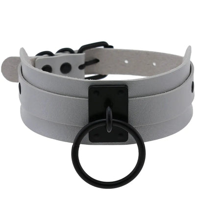 Punk Black O-Ring Leather Choker Necklace for Women – Gothic Emo Harajuku Rock Jewelry
