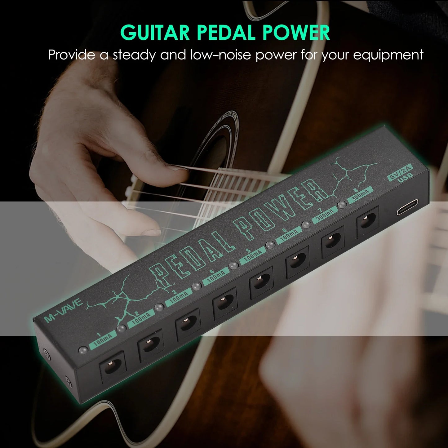 M-VAVE Pedal Power Supply – 8 Isolated DC Outputs for Guitar Pedals and Effectors