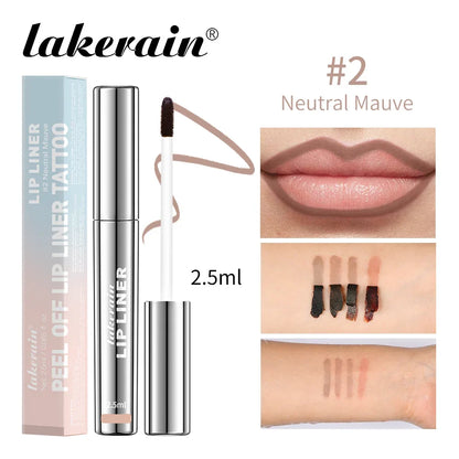Waterproof Peel-Off Lip Liner & Tattoo Lip Gloss – Long-Lasting Matte Lip Tint & Brown Contour Lip Stain
