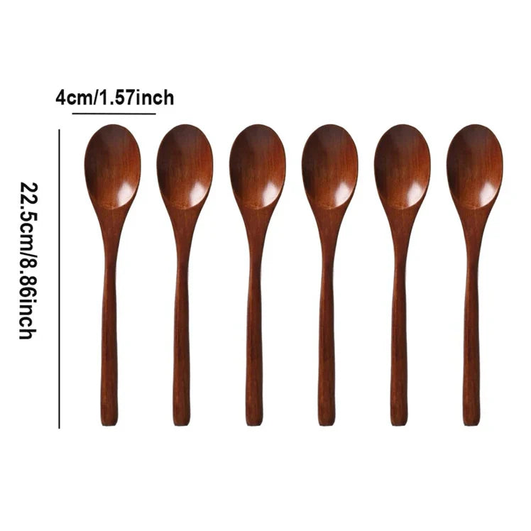 5/6PCS Nanmu Wooden Spoon Set – Japanese Style Kitchen Utensils, Tableware Cutlery for Festival & Dinnerware Gift