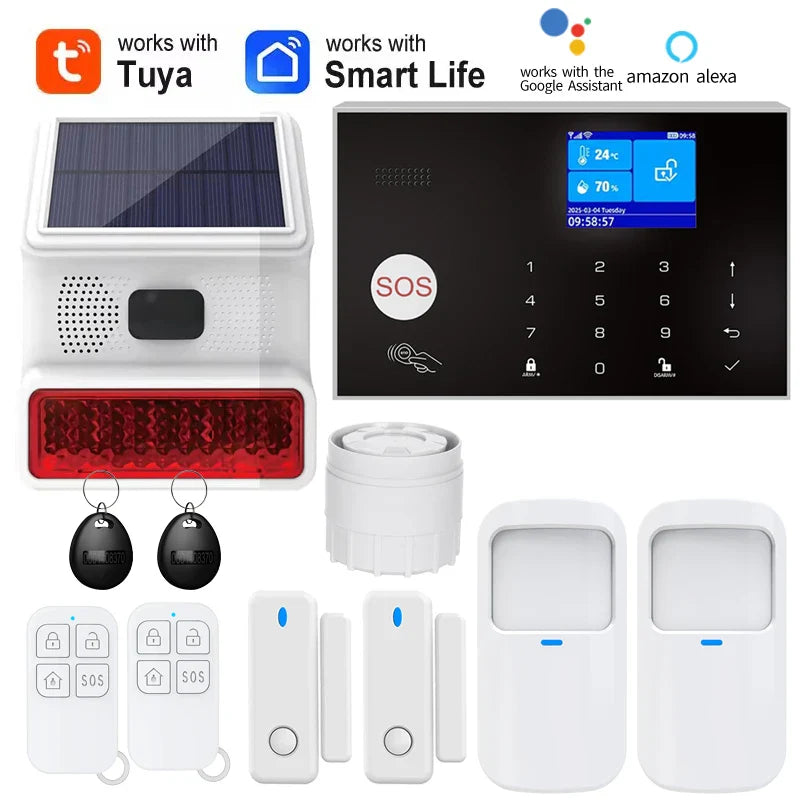Home WIFI & GSM Security Alarm System – Anti-Theft with Door Sensor, PIR Motion Detector, Tuya Smart App & Alexa Control