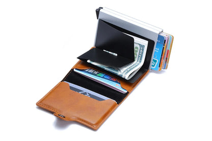 RFID Carbon Fiber Slim Wallet for Men – Mini Card Holder with 14 Slots, Small Money Bag Purse