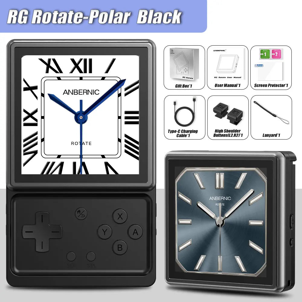 ANBERNIC RG Rotate Android Handheld Game Console – 3.5” IPS 720×720 Retro Gaming Emulator, T618 WiFi Portable Player 3GB+32GB