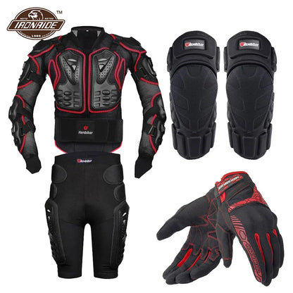 Motorcycle Jacket with Full Body Armor Set – Chest Armor Suit for Motocross Racing & Protective Moto Gear, Sizes S-5XL
