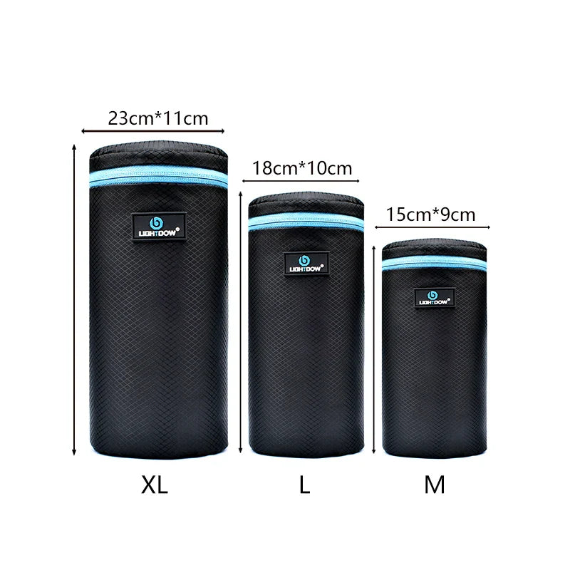 Lightdow 4-Size DSLR Lens Bag Set — Soft Protective Pouches S/M/L/XL for Camera Lenses
