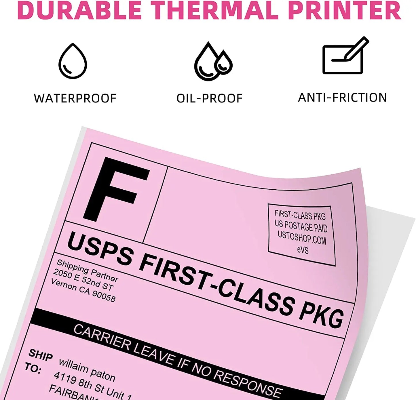 Phomemo 4x6 Thermal Shipping Labels – 500PCS Purple Fanfold Direct Thermal Labels, BPA-Free for Mailing Printer