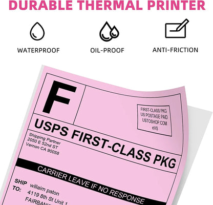 Phomemo 4x6 Thermal Shipping Labels – 500PCS Purple Fanfold Direct Thermal Labels, BPA-Free for Mailing Printer
