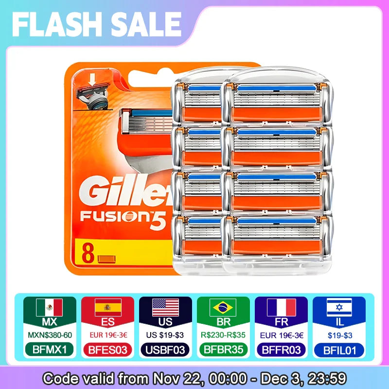 Gillette Fusion 5 Razor Blade Refills - 5-Layer Manual Shaving Head for Men's Face Care and Beard Removal