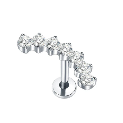 Titanium CZ Tragus & Helix Stud – Internally Threaded Labret Lip Ring Piercing Earring (1PC)