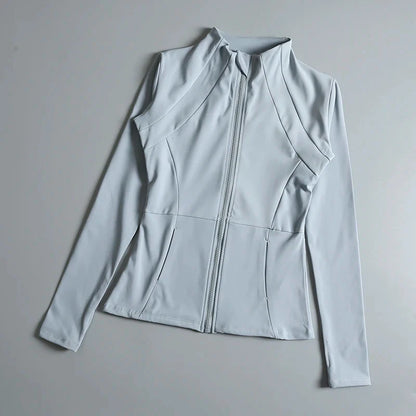 New Yoga Wear Ladies Coat – High Elastic Loose Fitness Top, Long Sleeve Stand-Up Collar for Exercise