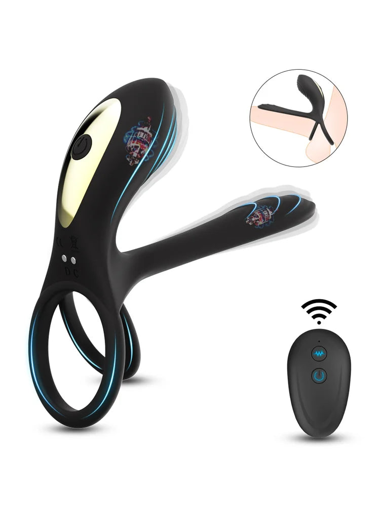 Double-Ring Vibrating Penis Ring – Dual Motor Delay Ejaculation & Erection Enlargement Adult Sex Toy