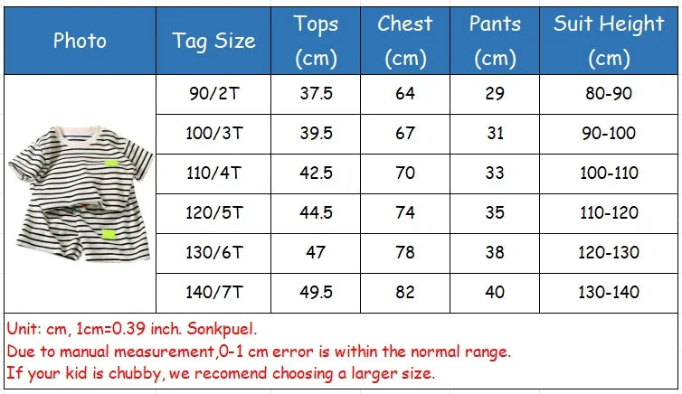 2PCS Kids Summer Outfit – Cotton Short Sleeve Tee & Shorts Set for Boys, Black & White Stripe