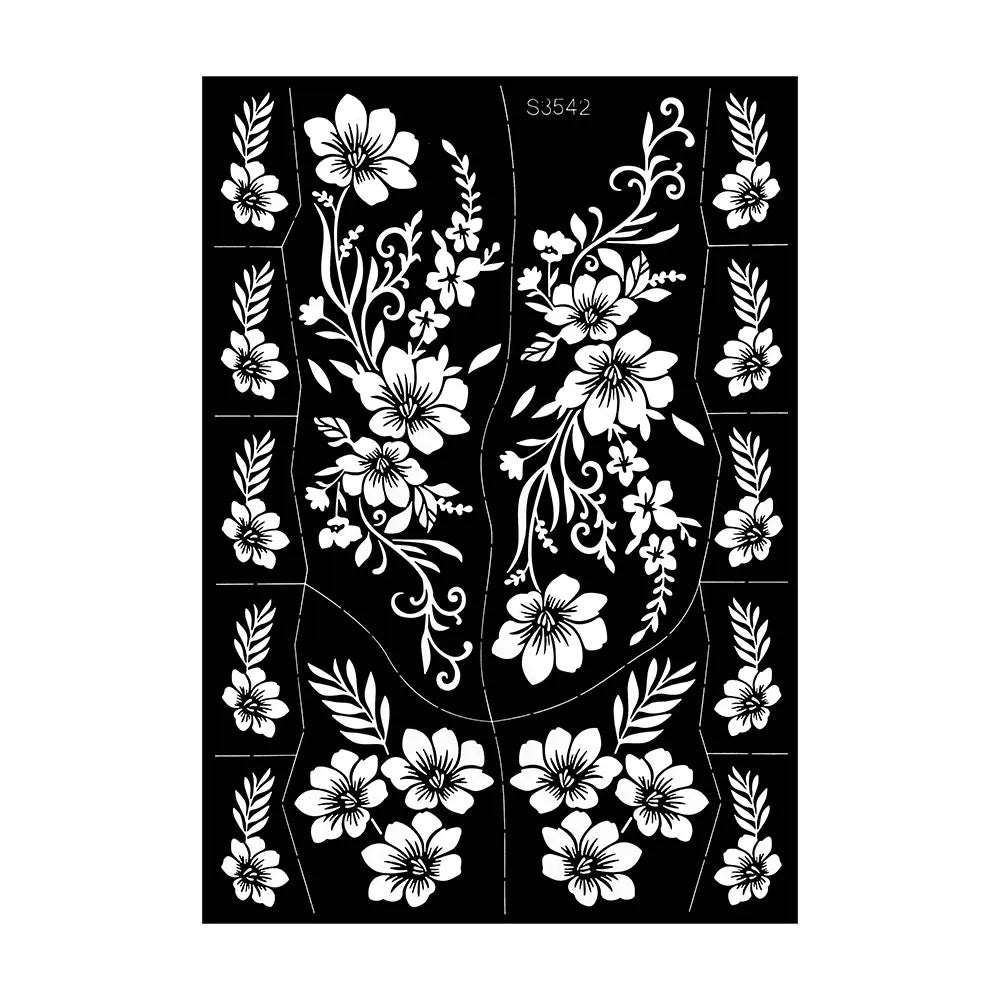 Reusable Henna Stencil Templates for Hand & Body – Floral Tattoo Stencils for Women, Weddings & Festivals Body Art Makeup Tools