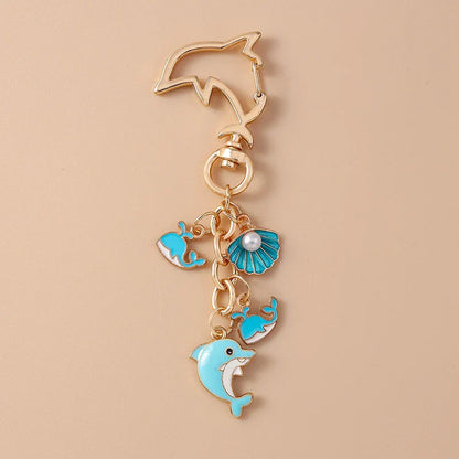 Summer Beach Shell Keychain – Octopus and Starfish Marine Life Pendant for Women, Girls, Handbag Decor, and Gifts