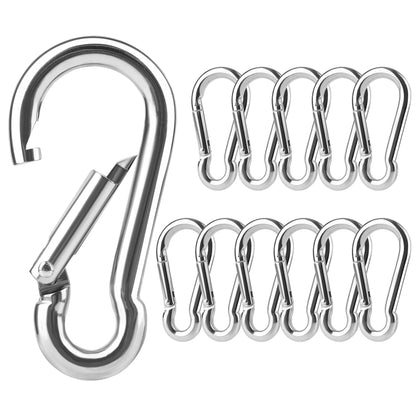 Stainless Steel Spring Snap Carabiner Hooks - 6/12/24Pcs M4 M5 M6 Quick Link Lock Rings for Outdoor & DIY Use