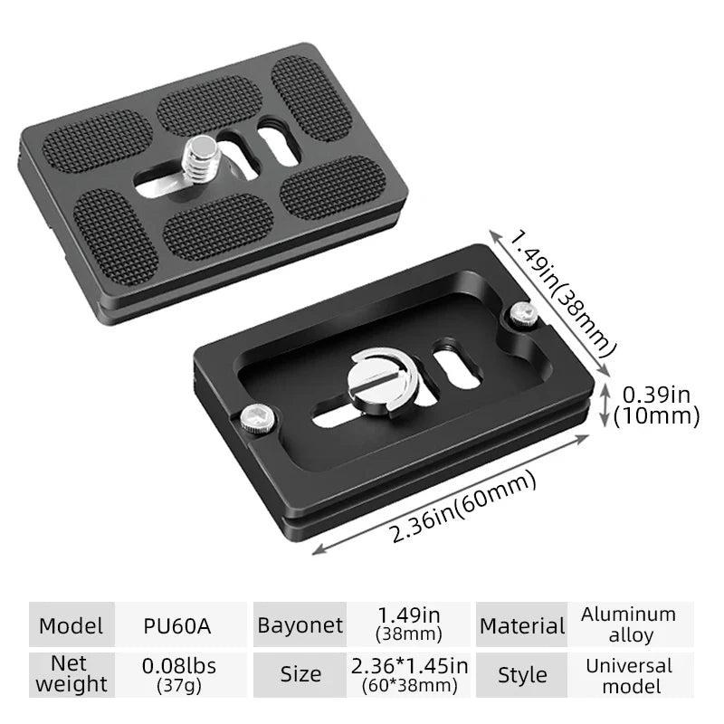 BEXIN Universal Aluminum Alloy Quick Release Plate – 1/4" Screw Tripod Mount Adapter for Arca Swiss & Benro Ball Head Cameras