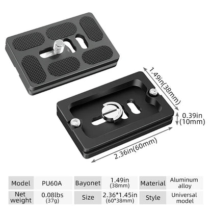 BEXIN Universal Aluminum Alloy Quick Release Plate – 1/4" Screw Tripod Mount Adapter for Arca Swiss & Benro Ball Head Cameras