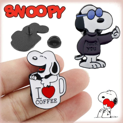 Kawaii Snoopy Alloy Brooches – Cartoon Lapel Pins for Jackets, Backpacks, Clothes, and Kids’ Gifts
